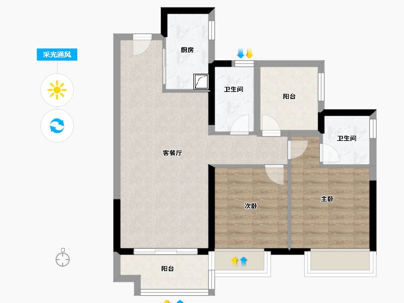 广东省-佛山市-金地翠园-68.00-户型库-采光通风