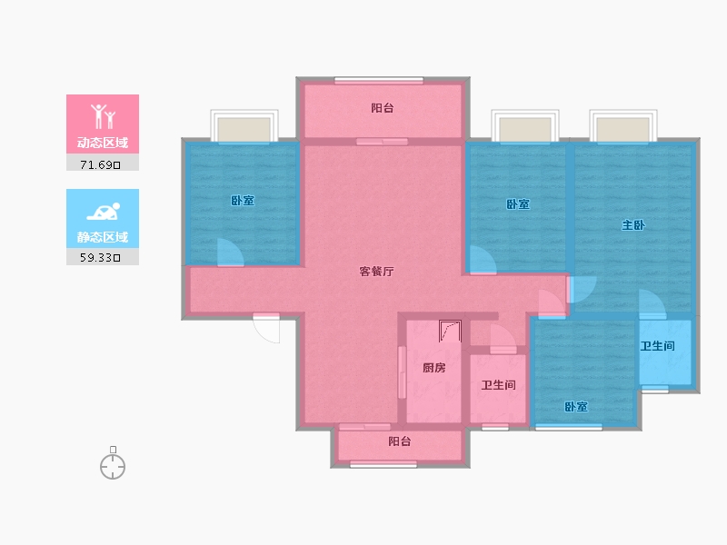 陕西省-西安市-碧桂园凤凰城-116.00-户型库-动静分区