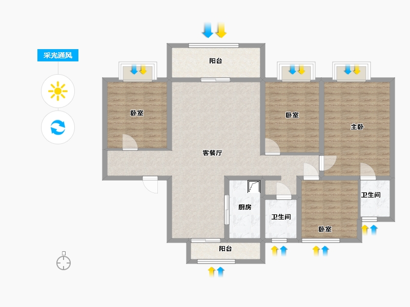 陕西省-西安市-碧桂园凤凰城-116.00-户型库-采光通风