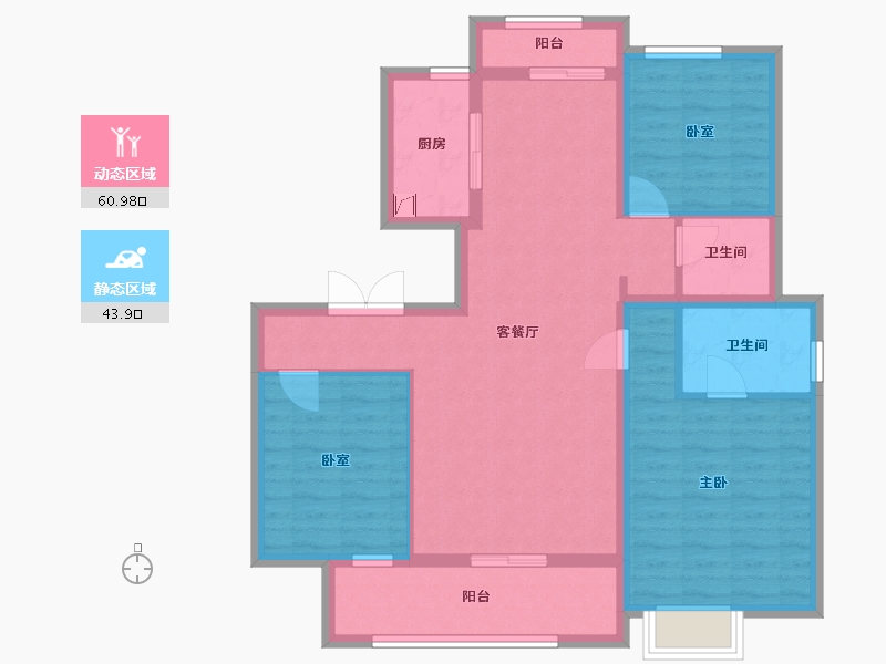 安徽省-合肥市-斌峰当代府-98.68-户型库-动静分区