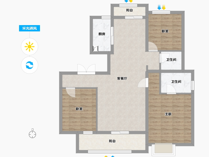 安徽省-合肥市-斌峰当代府-98.68-户型库-采光通风