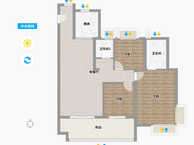 江苏省-南京市-悦景台-100.00-户型库-采光通风