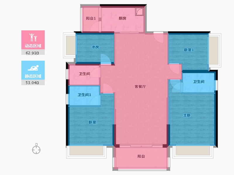 广东省-清远市-碧桂园山湖城-111.00-户型库-动静分区