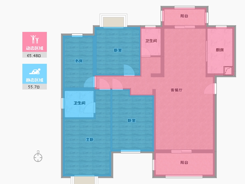 湖南省-岳阳市-荣湖城-110.56-户型库-动静分区