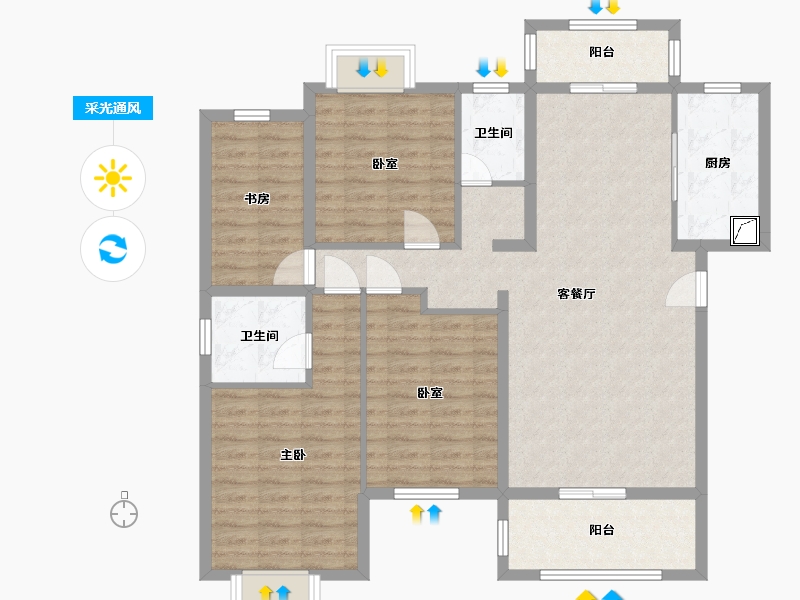 湖南省-岳阳市-荣湖城-110.56-户型库-采光通风