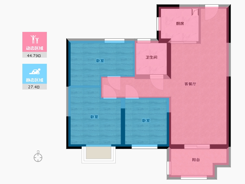 甘肃省-兰州市-碧桂园-72.00-户型库-动静分区