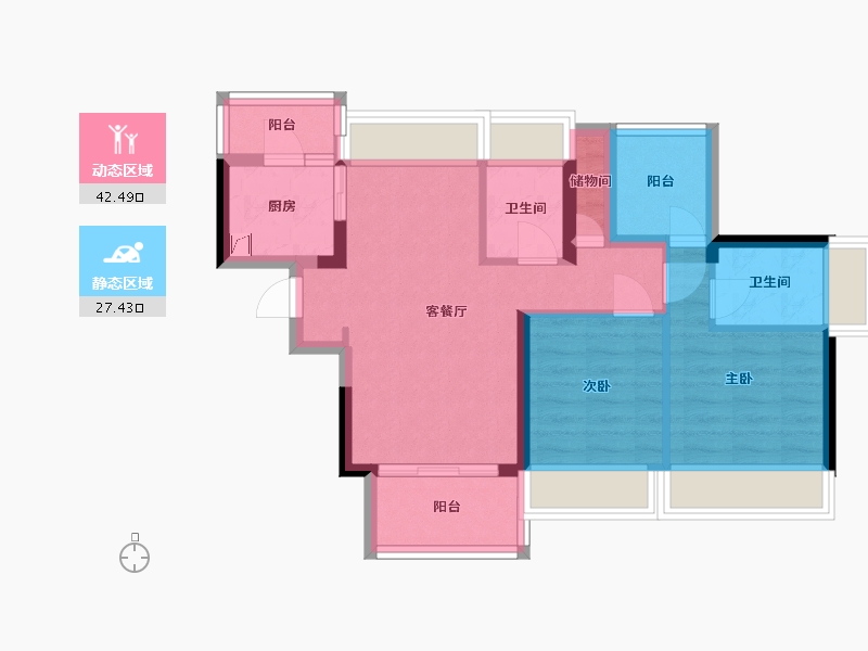 广东省-惠州市-鼎盛玺悦台-68.00-户型库-动静分区