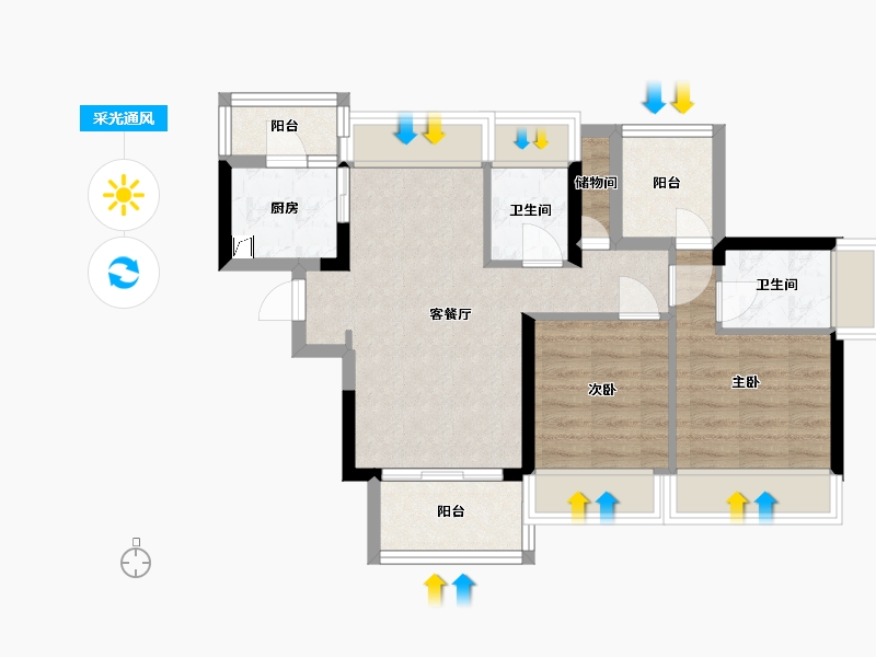 广东省-惠州市-鼎盛玺悦台-68.00-户型库-采光通风