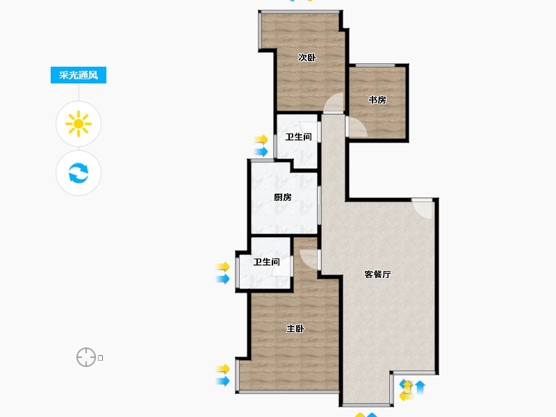 四川省-成都市-南城都汇5A期汇晴园-75.56-户型库-采光通风