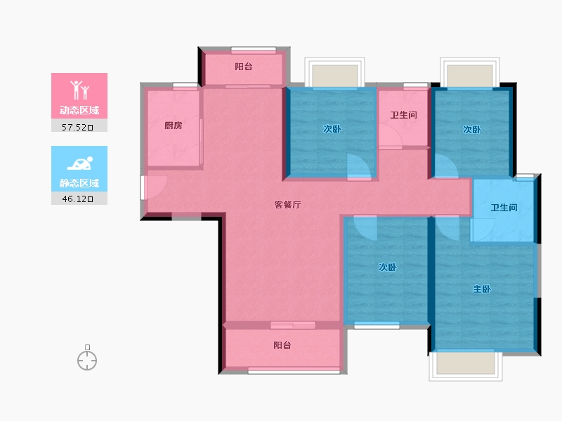 湖南省-长沙市-日盛湖湘花苑-99.40-户型库-动静分区