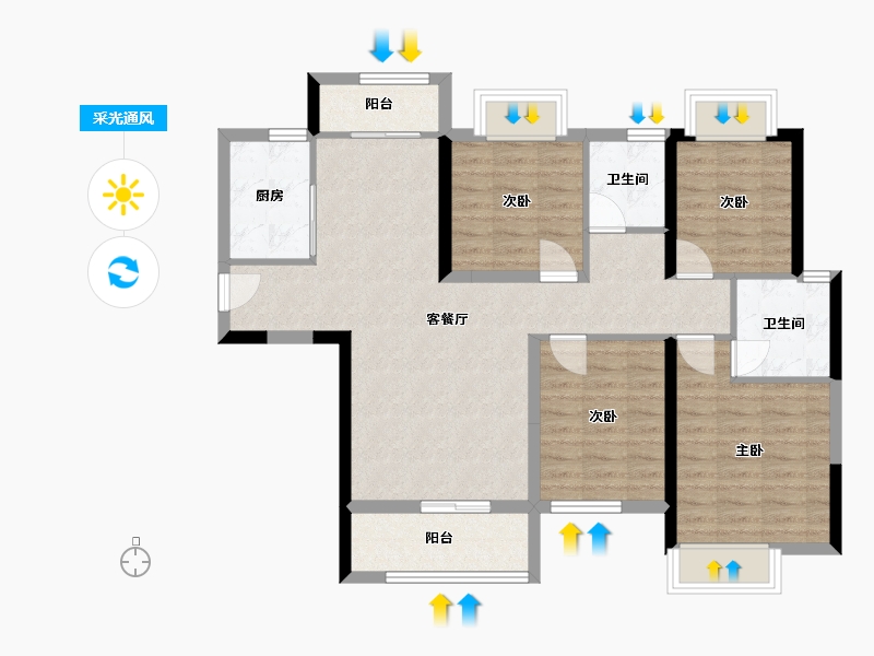 湖南省-长沙市-日盛湖湘花苑-99.40-户型库-采光通风