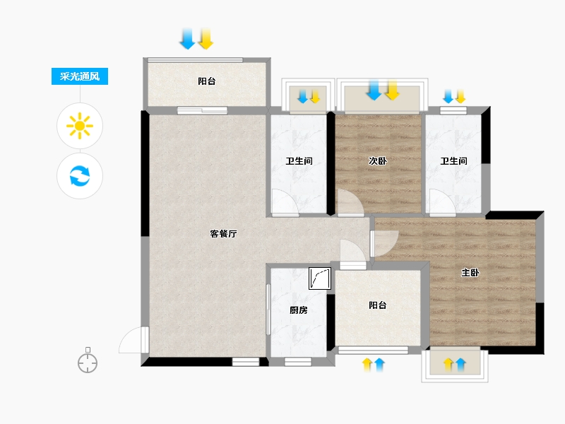 广东省-佛山市-捷和广场-98.00-户型库-采光通风