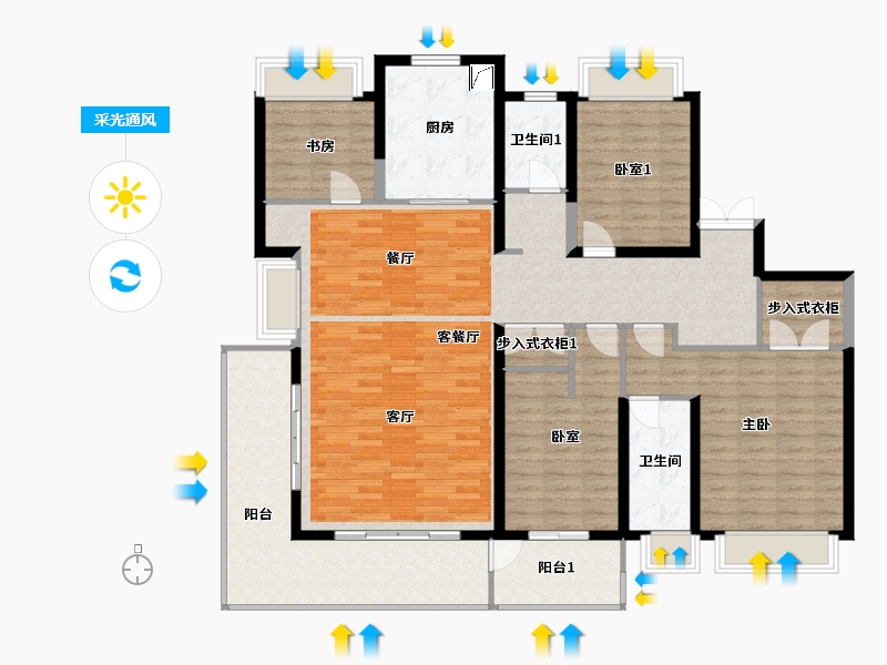 河南省-三门峡市-锦园-156.00-户型库-采光通风