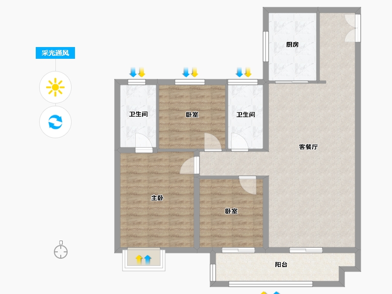 山东省-临沂市-璟辰府-99.00-户型库-采光通风