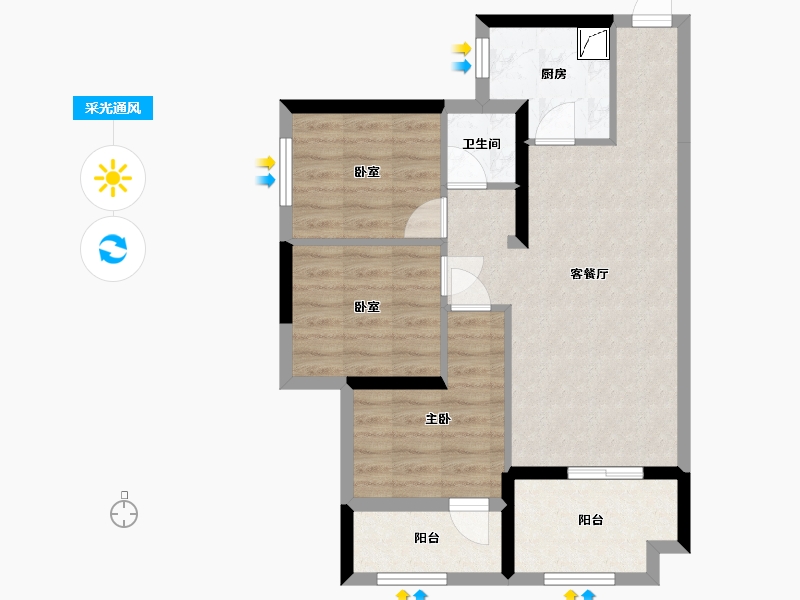 广东省-深圳市-华侨城-70.00-户型库-采光通风