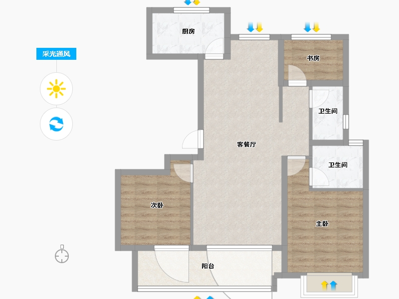 湖南省-株洲市-锦艺·锦湘悦-83.88-户型库-采光通风