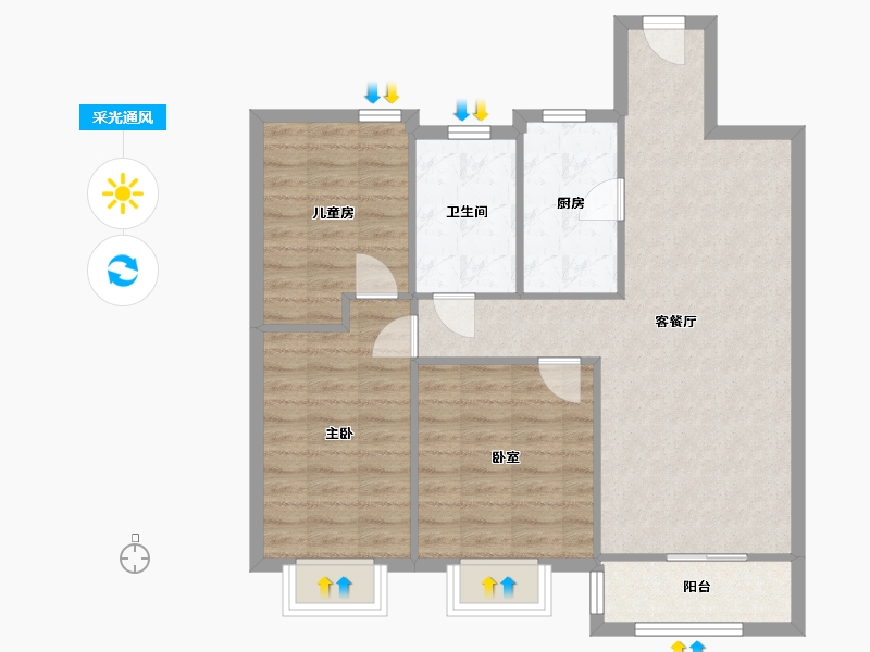 甘肃省-兰州市-华润未来城市-75.00-户型库-采光通风