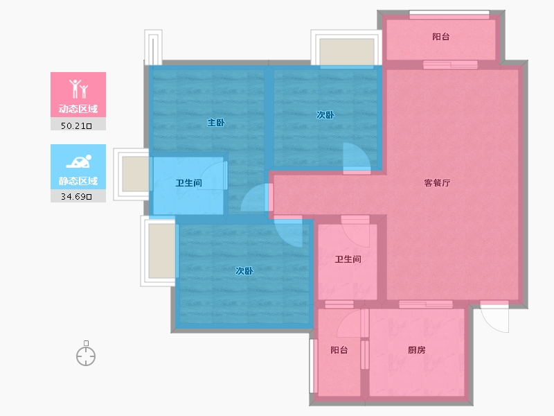 四川省-成都市-洪柳花园小区-80.00-户型库-动静分区