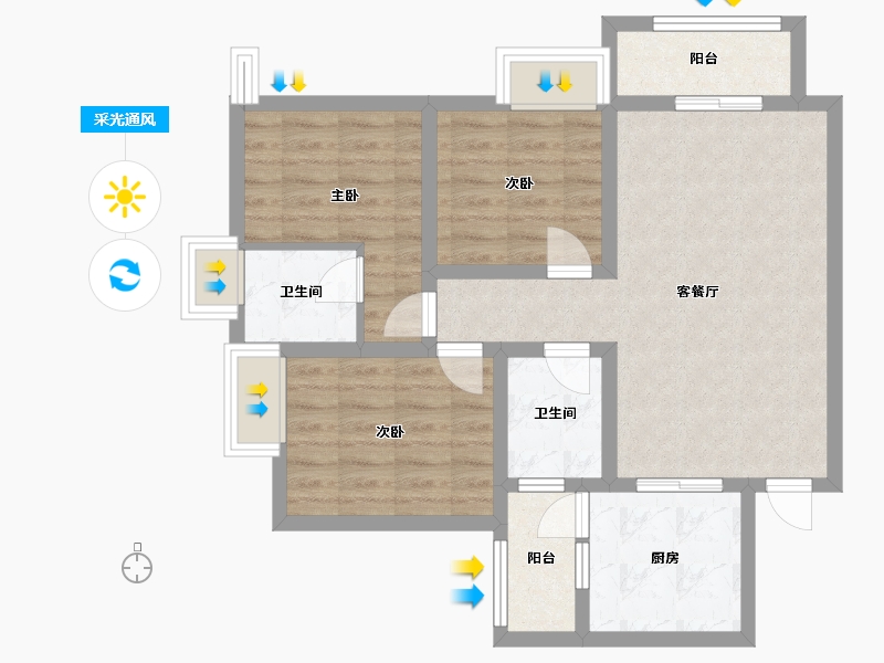 四川省-成都市-洪柳花园小区-80.00-户型库-采光通风