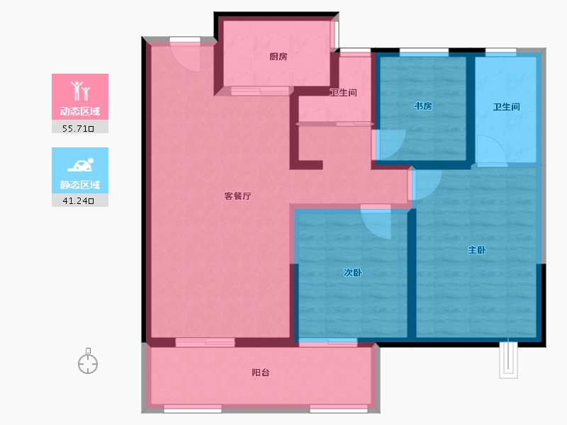 江苏省-宿迁市-太湖花园-85.66-户型库-动静分区