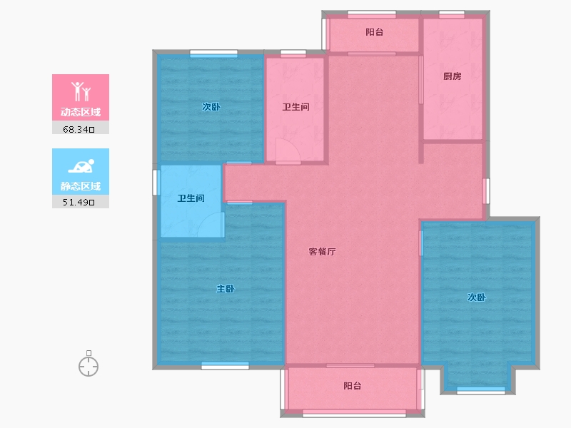 上海-上海市-世博家园十四街坊-120.00-户型库-动静分区