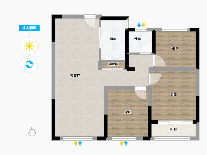 云南省-昭通市-中梁壹号院-68.00-户型库-采光通风