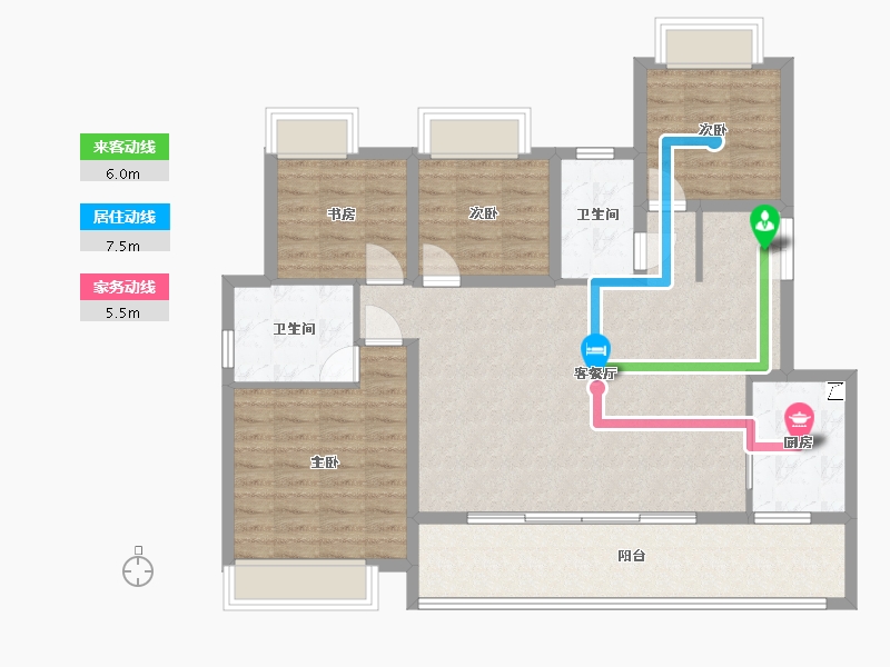 重庆-重庆市-龙湖云瑶玉陛-111.17-户型库-动静线