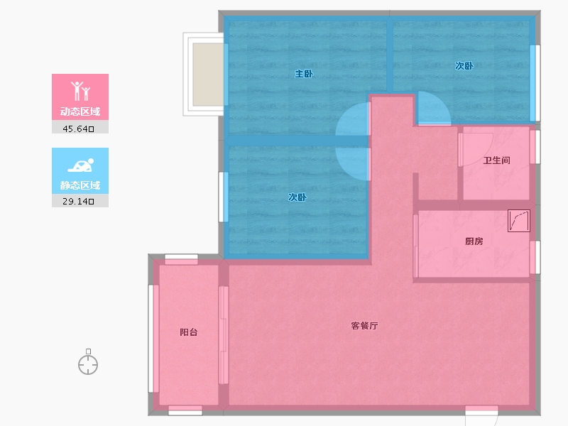 湖北省-武汉市-华润翡翠中心润玺-75.00-户型库-动静分区