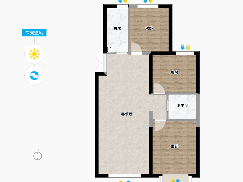 内蒙古自治区-乌海市-阳光丽舍-80.03-户型库-采光通风