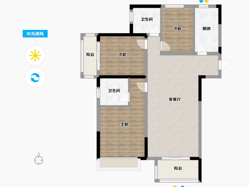 河南省-开封市-六期香颂-101.00-户型库-采光通风