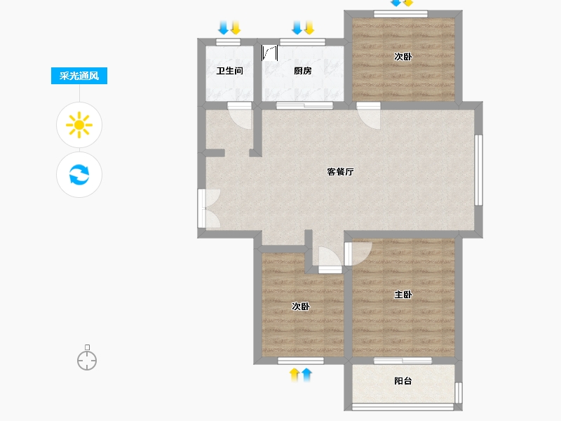 山东省-德州市-湖滨家园-90.00-户型库-采光通风