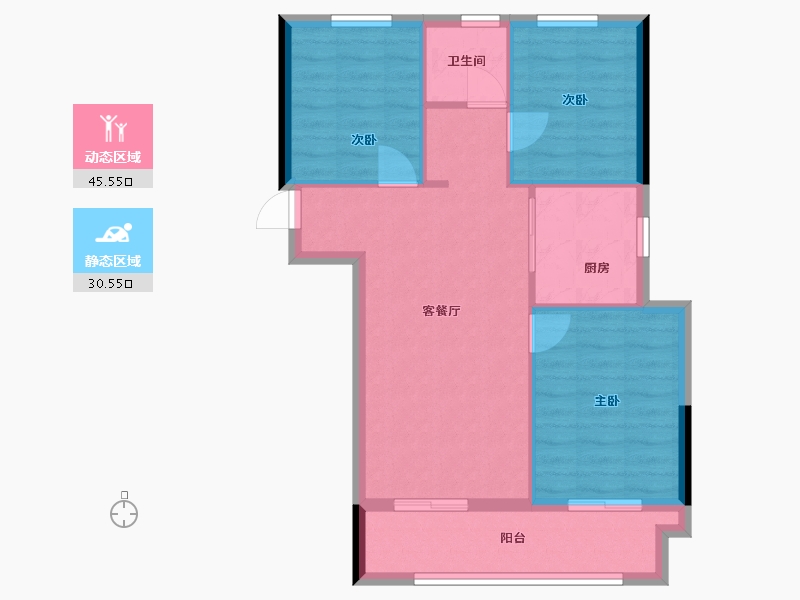 河南省-郑州市-万科美景魅力之城清澜园-70.00-户型库-动静分区