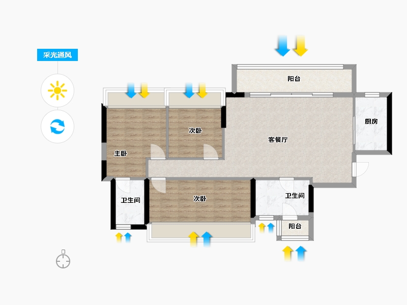 四川省-绵阳市-万为融信翡翠御园-94.50-户型库-采光通风