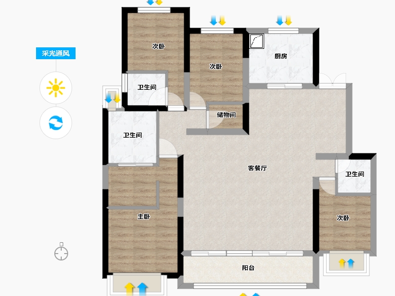 江苏省-宿迁市-玺樾府-180.00-户型库-采光通风