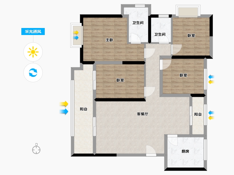 陕西省-渭南市-泰和苑-125.00-户型库-采光通风