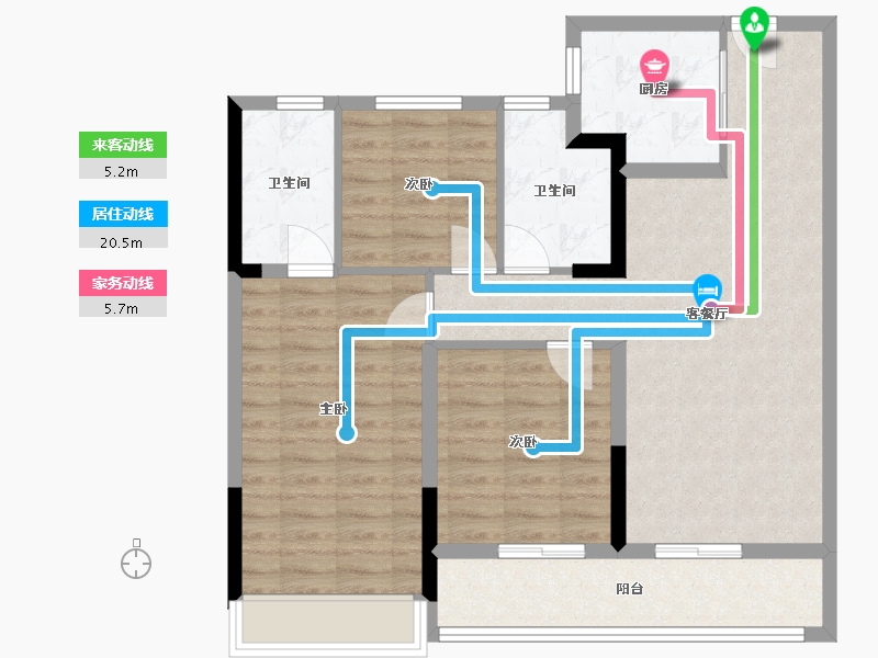 浙江省-台州市-中天望江府-89.00-户型库-动静线