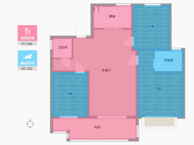 河南省-濮阳市-汇丰胜东花园-87.76-户型库-动静分区