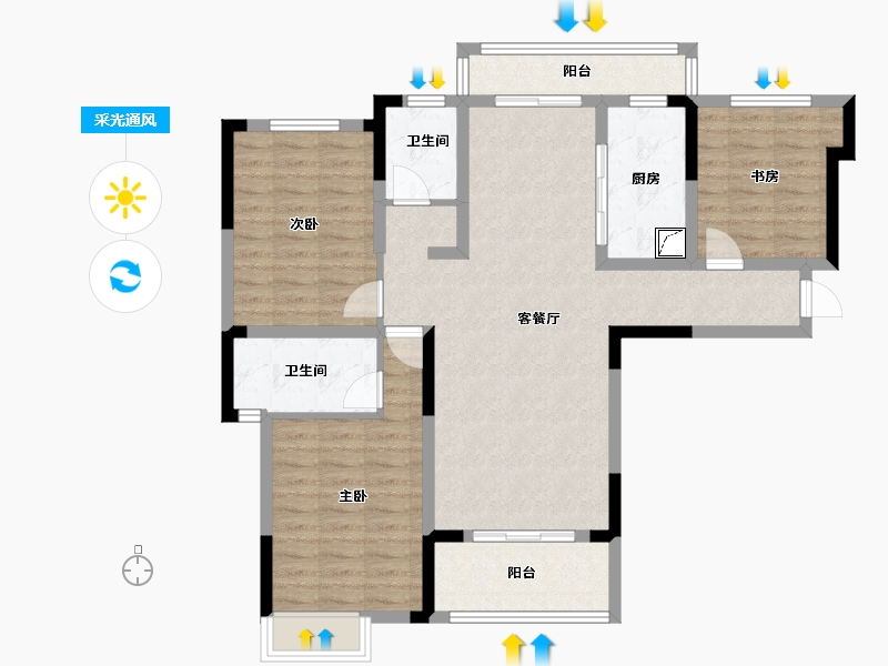 湖北省-随州市-都市兰亭-100.00-户型库-采光通风