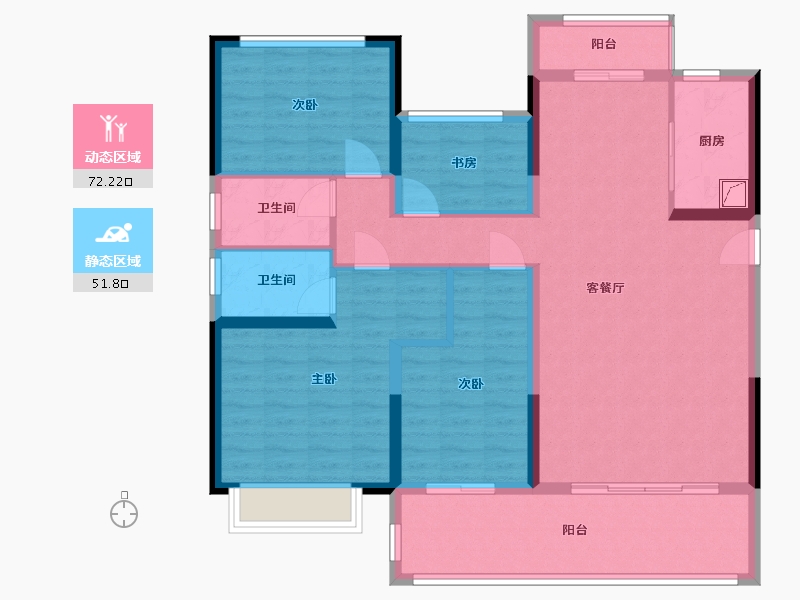 湖南省-永州市-碧桂园天玺湾-118.00-户型库-动静分区