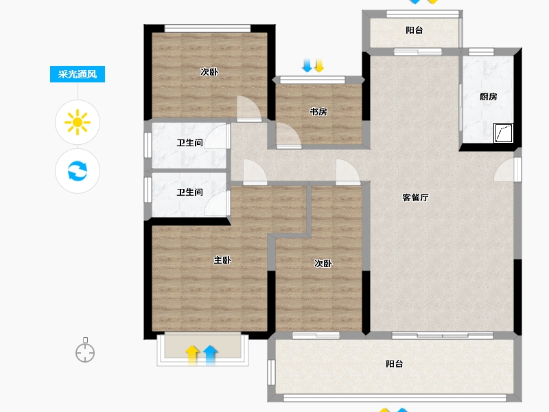 湖南省-永州市-碧桂园天玺湾-118.00-户型库-采光通风