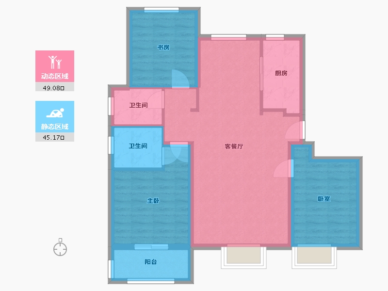 河北省-沧州市-天成岭秀岭贤府-95.50-户型库-动静分区