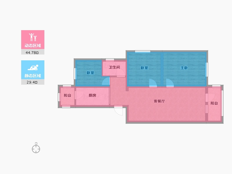 北京-北京市-东关北里-64.00-户型库-动静分区