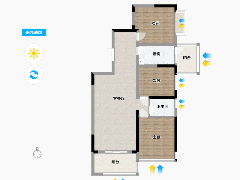 云南省-思茅市-普洱鼎城国际-105.00-户型库-采光通风