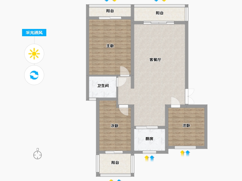 河北省-邢台市-永康上东首府-100.20-户型库-采光通风