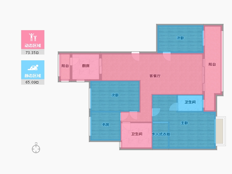 安徽省-六安市-金寨县蓝城·诚园-127.71-户型库-动静分区