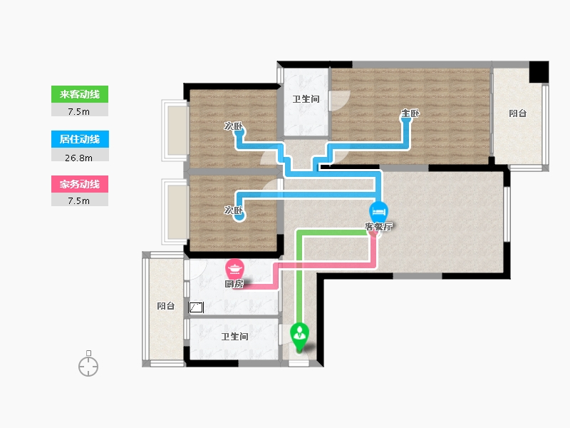 湖南省-长沙市-天剑社区-85.00-户型库-动静线