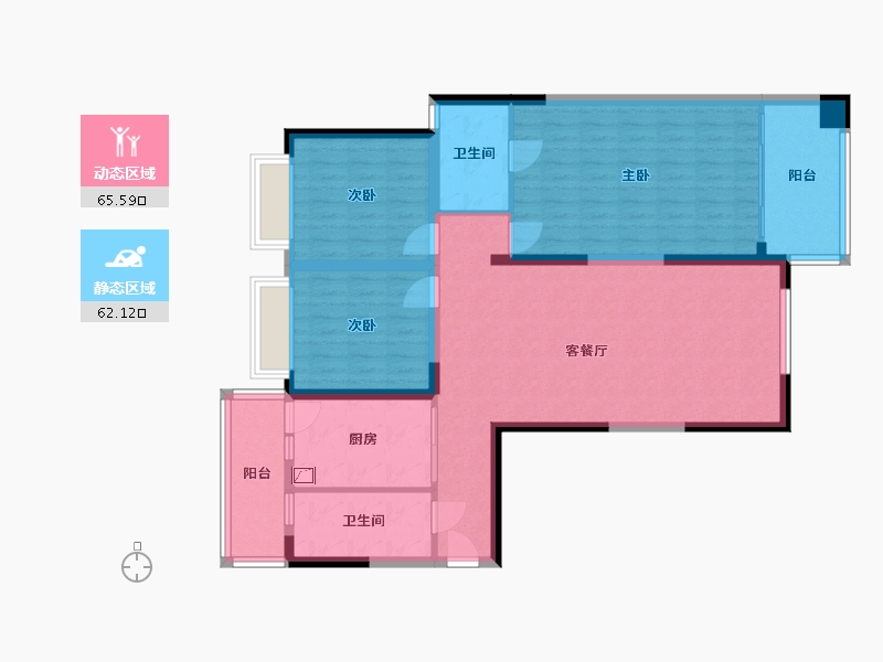 湖南省-长沙市-天剑社区-85.00-户型库-动静分区