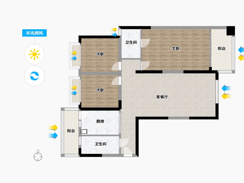 湖南省-长沙市-天剑社区-85.00-户型库-采光通风