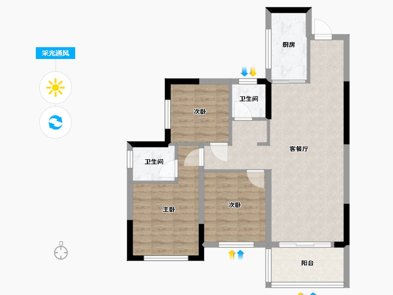 贵州省-贵阳市-中南林樾-73.00-户型库-采光通风