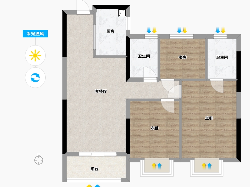 浙江省-金华市-东望文化-73.63-户型库-采光通风